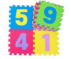 Tappeto Puzzle Certificato CE Gomma Antiscivolo Pieghevole Numeri Neonato Bambino Componibile Bimbi Gattonare Morbido Tappetino Pavimento Isolante Impermeabile Multicolore Soffice Schiuma Eva Testato