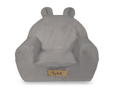 Poltrona per bambini personalizzata Flumi - Poltrona per bambini - Seduta per la sala giochi - Poltrona con nome inciso del bambino (Grigio)