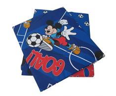 COMPLETO LETTO SINGOLO DISNEY MICKEY GOAL BLU 100% COTONE