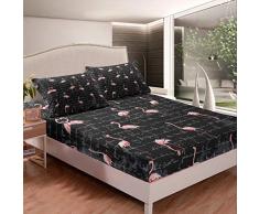 Set di lenzuola con fenicottero tropicale con motivo fenicottero rosa e uccellino con angoli per bambini e adolescenti, decorazione per camera da letto, matrimoniale con 2 federe