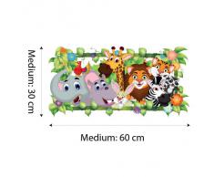 wall art R00263Â Wall Sticker per bambini giungla della finestra 2, Wallpaper, Multicolore, 120Â X 30Â X CM