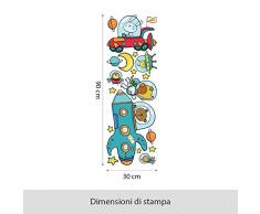 R00332 Adesivo murale per bambini Wall Art "Autostrada spaziale" - Misure 30x90 cm - Decorazione parete, adesivi per muro, carta da parati