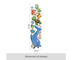 R00341 Adesivo murale per bambini Wall Art Amici del mare, 30 x 120 x 0,1 cm, Multicolore