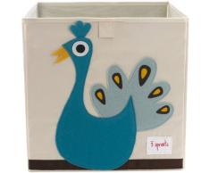 3 Sprouts Porta Oggetti per Bambini Box "pavone"
