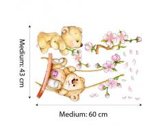 Wall Art R00154 Wall Sticker per bambini di primavera Orso, Wallpaper, Multicolore, 30 X 100 X CM