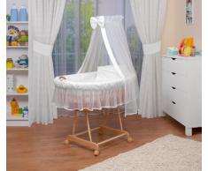 WALDIN Culla con cappotta,Culla con ruote XXL,IN 8 VARIANTI,telaio/ruote naturali non trattati,colore tessile rosa WALDIN Culla con cappotta,Culla con ruote XXL,IN 8 VARIANTI,telaio/ruote naturali non trattati,colore tessile rosa