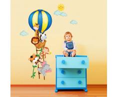 R00253 Adesivo murale per bambini Wall Art - Mongolfiera dei piccoli - Misure 30x90 cm - Decorazione parete, adesivi per muro, carta da parati