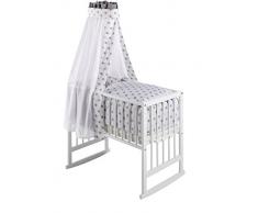 Schardt Vario - Culla multifunzione per bebè, con biancheria con motivo a stelle, colore: Bianco/Grigio