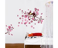 Walplus Pink Monkey Tree Adesivo da Parete, Rosa