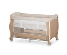 iCOO Starlight Lettino da Viaggio dalla Nascita a 15 kg, con 2 Livelli, Fasciatoio, Porta Oggetti, Ruote e Borsa di Trasporto, Pieghevole Compatto - Beige