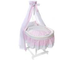 Easy Baby 191-46 - Culla completa con rotelle, inclusi biancheria, materasso e supporto per baldacchino, colore Rosa/Bianco