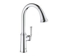 Grohe Gloucester Miscelatore Monocomando per Lavello, Cromo, con doccetta estraibile a 2 getti, bocca girevole, Installazione veloce, 30422000