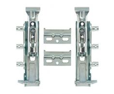 Syskor 2 Set di Ganci armadi Regolabili, Appendiabiti, Cucina, pensili nascosti per mobili sospesi da Appendere, carico 65 kg + 2 Piastre + 2 coperchi Bianchi, Nichel, 0