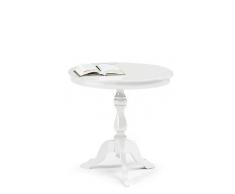 TAVOLO BIANCO OPACO ROTONDO DIAM 60 - TONDO LEGNO MASSELLO LACCATA BIANCO