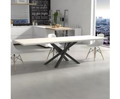 VE.CA.s.r.l. Tavolo allungabile Polinesia in legno 180x100 cm altezza 80 cm - allungabile fino a 280 cm con struttura in acciaio nero opaco, diverse colorazioni, tavolo cucina casa (Bianco larice)