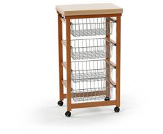 Arredamenti Italia Carrello Cucina GASTONCINO, Legno - 4 Cestelli - Apribile - Finitura Ciliegio Ar-It il cuore del legno