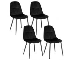 Lestarain set di 4 Sedia da Pranzo in Velluto, Sedie sala da pranzo con Schienale, Sedia Ergonomica con Gambe Metalliche, Seduta Imbottita, Nero LCNI109004-4