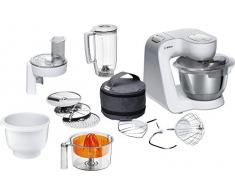 Bosch MUM5 Impastatrice Planetaria - Robot da Cucina Multifunzione, 1000 W, 7 Velocità, Ciotola in Acciaio Inox da 3,9 l, Gancio Impasti Duri, Fruste per Impasti Morbidi e per Montare, Spremiagrumi