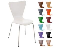 Sedia da Pranzo Impilabile Calisto in Legno E Telaio in Metallo I Sedia Conferenza E Riunioni I Altezza Seduta 45 CM, Colore:Bianco