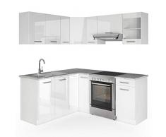 Vicco Cucina Rick Mobile cucina a L cucina componibile 167x187cm bianco lucido - moduli mobili combinabili gratuiti
