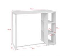 SoBuy Bancone bar da casa Tavolo cucina Altezza 105 cm,bianco,FWT39-W