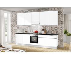 Dafne Italian Design cucina a composizione fissa stile contemporaneo (lavabo a sinistra, Dimensioni cm 300 x 60 x 243)
