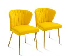 SEPNINE Moderna sedia sala da pranzo, seduta in velluto, sedia da soggiorno, imbottita, con gambe in metallo dorato, per sala da pranzo, cucina, vanity patio (2 sedie, Giallo)
