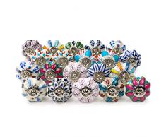 Belle Vous Pomelli per Mobili Vintage Assortiti (Set da 20) - Pomelli per Cassetti con Set di Fissaggio - Maniglie per Mobili Vintage Multicolore - Pomelli Cucina per Armadi, Cassettiere e Guardaroba