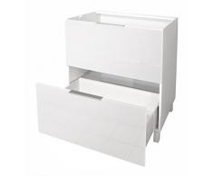 Berlenus, CT6BB, Armadietto da cucina con 2 ante, 60 x 52 x 83 cm, lucido, Bianco (Blanc Haute Brillance)