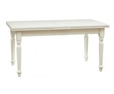 Biscottini Tavolo Allungabile In Legno Massello Di Tiglio - Stile Country – Stile Shabby - Struttura e piano bianca anticata L 160 x PR 80 x H 80 cm