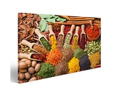 islandburner Quadro Moderno Composizione variopinta con Varie spezie ed Erbe aromatiche Stampa su Tela - Quadro x poltrone Salotto Cucina mobili Ufficio casa - Fotografica Formato XXL