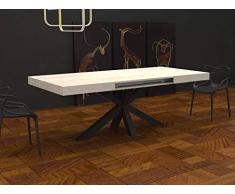 VE.CA. Tavolo allungabile Salomone con porta allunghe struttura acciaio nero - piano legno 160x90 cm - altezza 77 cm - allungabile a 220 cm, in diversi colori (Bianco larice)