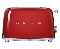 Smeg, Tostapane 2x2 TSF01RDEU, 2 Scomparti per 2 fette, 6 Livelli di Doratura, Funzione Riscaldamento, Scongelamento e Bagel, Espulsione Automatica del Pane, Cassetto Raccoglibriciole, 950W, Rosso