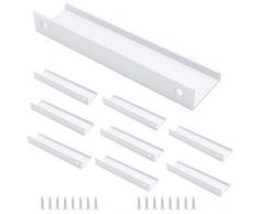 NUZAMAS - Set di 8 maniglie da cucina, in lega di alluminio, colore argento, maniglie per porte, maniglie nascoste, per casa, cucina, cassetti, armadi, 15 cm