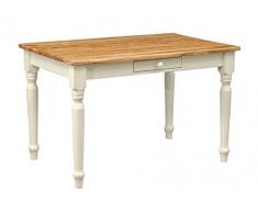 Biscottini Tavolo scrivania legno 120x80x80 cm - Tavolo cucina in massello di tiglio - Tavolo da pranzo per interni ed esterni - Tavolo legno massello con cassetto