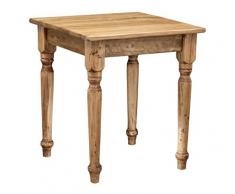 Biscottini Tavolo Quadrato In Legno Massello Di Tiglio - Stile Country – Stile Shabby - Struttura e Piano Naturale L 70 x PR 70 x H 78 cm
