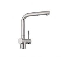 Franke Kitchen Systems - Solido rubinetto in acciaio inox Atlas con erogatore estraibile, miscelatore monocomando, alta pressione con doccetta estraibile