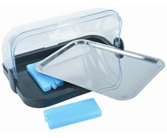 APS Buffet Showcase - Cofano trasparente pieghevole su entrambi i lati, una ciotola, un vassoio in acciaio inossidabile e due batterie di raffreddamento - Made in Germany