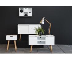 AC Design Furniture 60639 credenza Mariela, porte 2 pcs, fondo 1 PZ legno, 96 x 38 x 62,5 cm, bianco