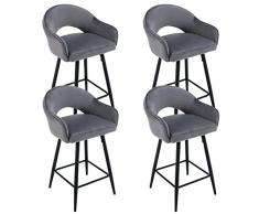 Wahson Set di 4 Sgabelli da Bar in Velluto Sgabelli Cucina Moderni Sedia da Bar con Schienale, Sgabelli Alti Girevoli per Cucina Bancone (Grigio)