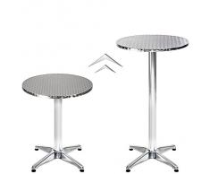TecTake Tavolo bar bistrot da pub rotondo alluminio Altezza: 74cm o 114cm pieghevole - Peso: 8,6 kg ca. - Diametro Tubo portante: 6,5 centimetri