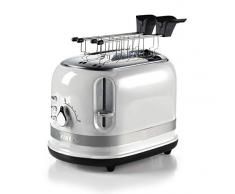 Ariete 149 Tostapane 2 fette Moderna con pinze, Espulsione Automatica, Cassetto raccogli briciole, Funzione scongelamento e riscaldamento, 6 livelli di doratura, 800 W, Bianco