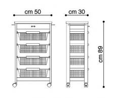 Valsecchi Top Market Carrello Portatutto da Cucina, Legno, Ciliegio, 50x30x89 cm