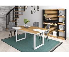 Skraut Home - Tavolo da pranzo | 8 posti | 170 | Robusto e stabile grazie alla sua struttura e alle gambe solide | Ideale per le riunioni di famiglia | Rovere e bianco | Stile industriale