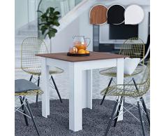 MIADOMODO® Tavolo da Pranzo Quadrato - 80 x 80 x 76,5 cm, da 4 Persone, in Legno MDF, Bianco con Piano di Colore a Scelta - Tavolo da Cucina, Soggiorno, Sala da Pranzo (Noce)