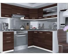 LEANA | Cucina angolare completa + Componibile L 360 cm 9 pz | Piano di lavoro INCLUSO | Set di mobili da cucina