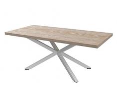 Tavolo da cucina Hawaii in Legno Massello misura 200x100 cm/altezza 80 cm - Struttura in acciaio in diverse colorazioni,(Frassino naturale shabby decapato)