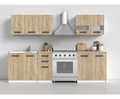 Elif | Cucina Completa Componibile + Lineare L 200 cm 6 pz | COMPRESO Piano di Lavoro | Completi mobili da Cucina