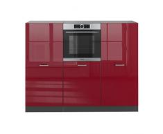 Vicco mobile cucina componibile mobili cucina R-Line antracite (antracite-bordeaux lucido, blocco 180 cm)
