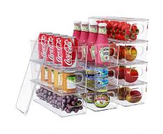 Withosent Organizer Frigorifero con Coperchio Set di 10, Impilabile Contenitori Frigorifero Salvaspazio in Plastica, Senza BPA Trasparente Organizzatore per Frigo Cucina Armadi